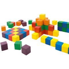 Colourful Wooden Pattern Cubes - Set of 100